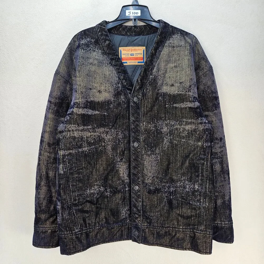 DIESEL MEN'S LARGE D-CONF-S JACKET IN SHIMMERY DENIM NWT MADE IN ITALY